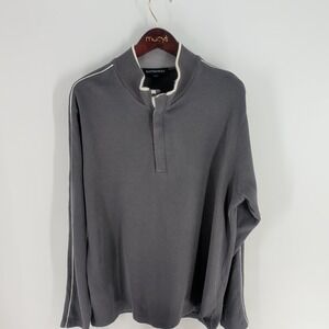 Hathaway Ribbed Knit Stand Collar Classic Pullover Sweater Dark Gray Size XL‎